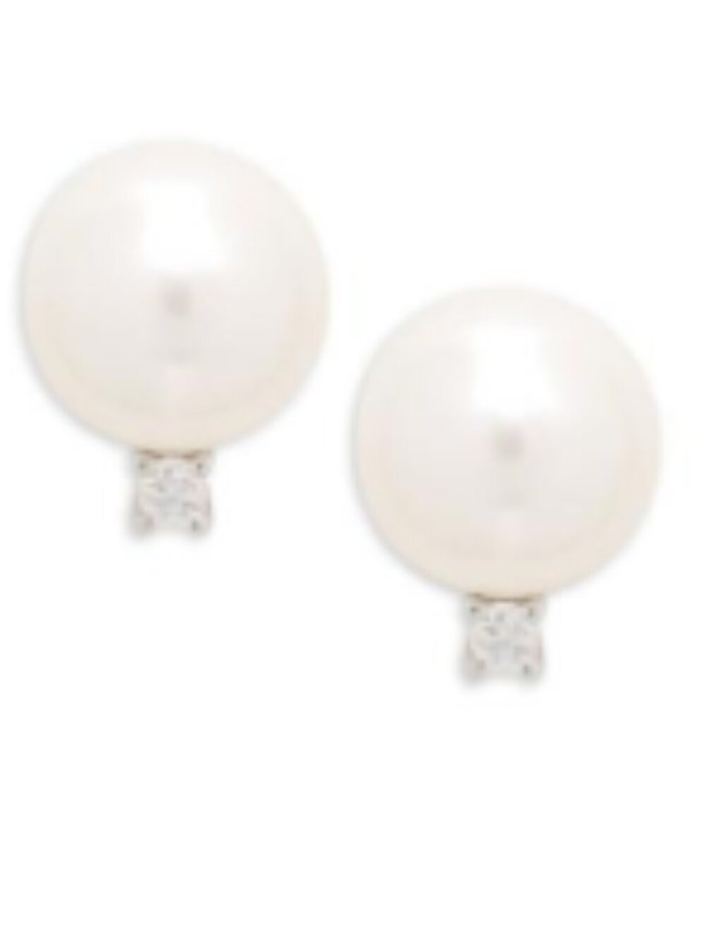 Tara Pearls Akoya Pearl Diamond Earrings 7–7.5mm 14K White Gold-Like New